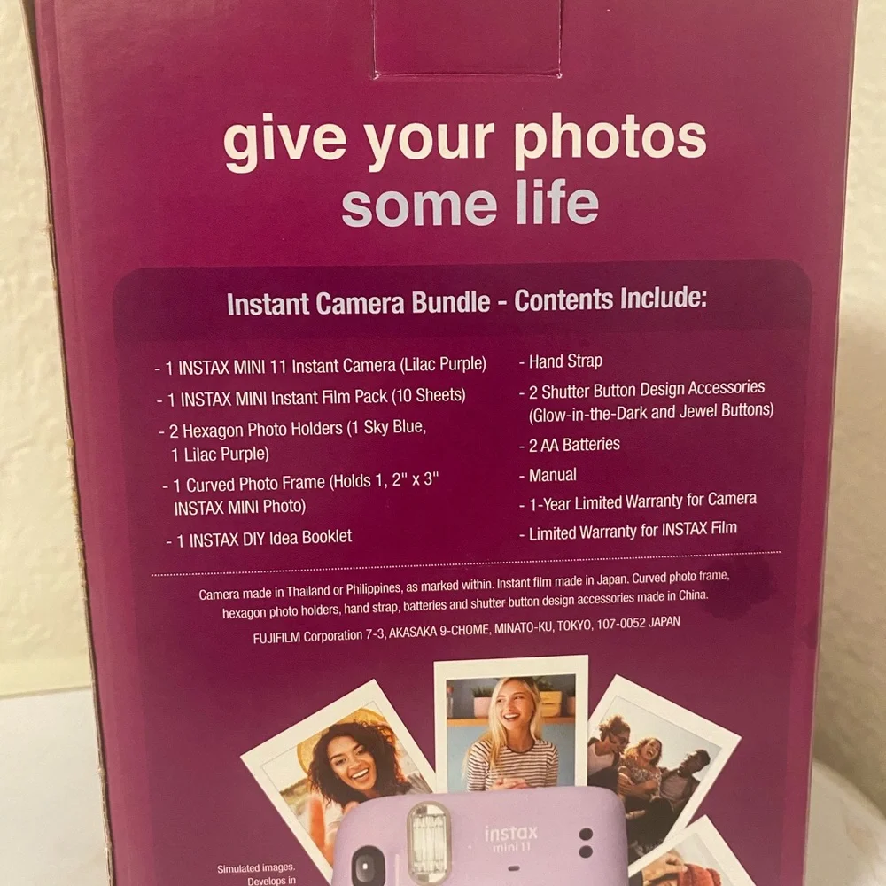 Fujifilm Instax Mini 11 camera bundle in purple